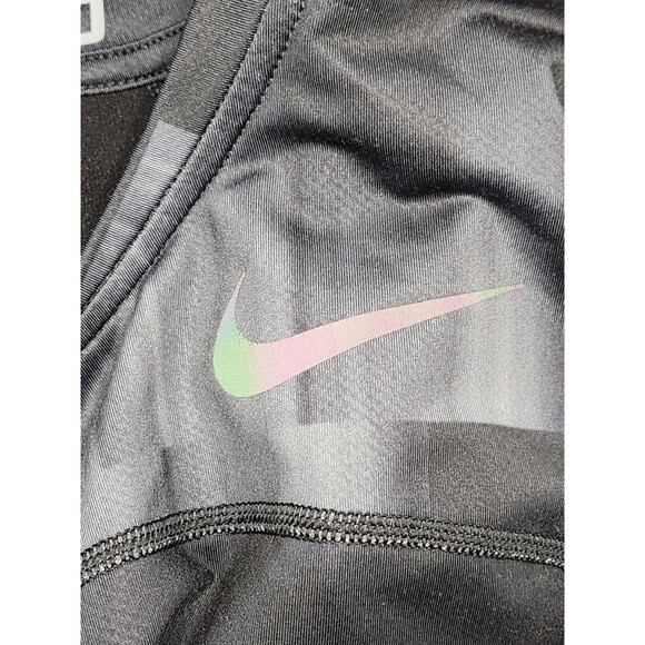 Nike Pro Shirt Men's L Black Gray Long Sleeve Hyperwarm Fitted Stretch Geometric - Picture 6 of 7